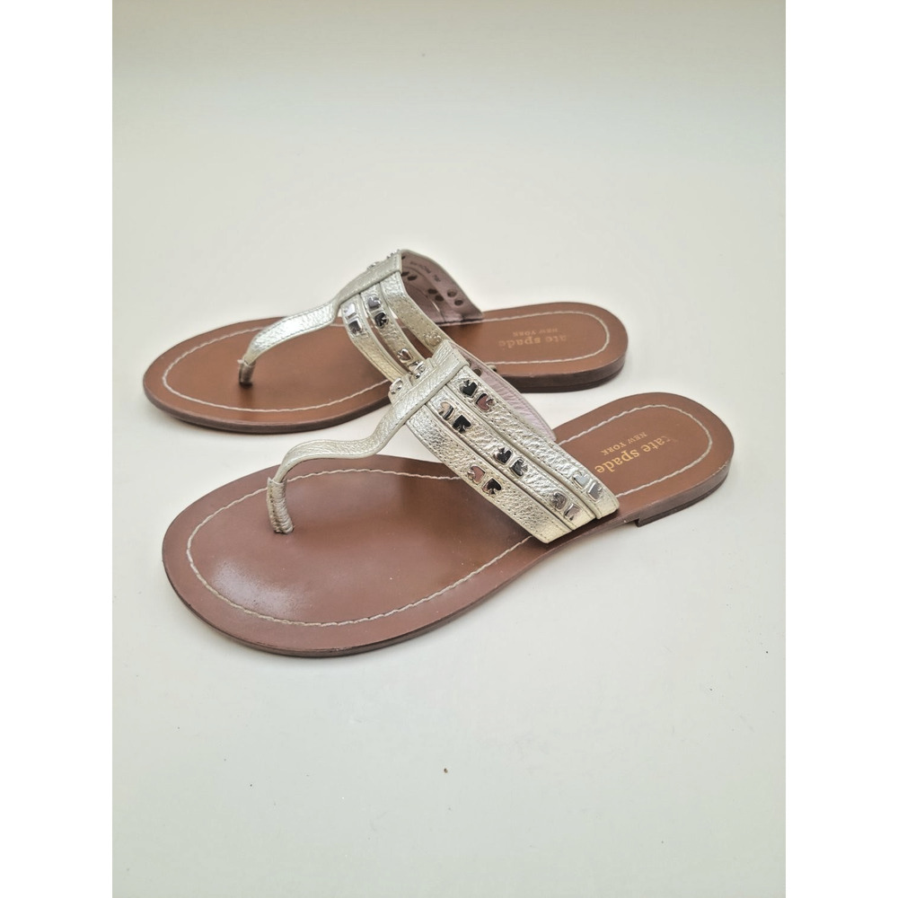 kate spade Metallic Gold Leather Thong Sandals - Picture 4 of 8